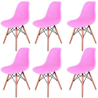 Imagem de Kit 6 Cadeiras Charles Eames Eifell Furadinha Cor:Rosa