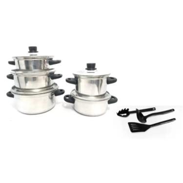 Imagem de Chicky Formas Jogo de Panelas 5 Peças Alumínio Polido + 3 Espátulas Pegador de Alimento