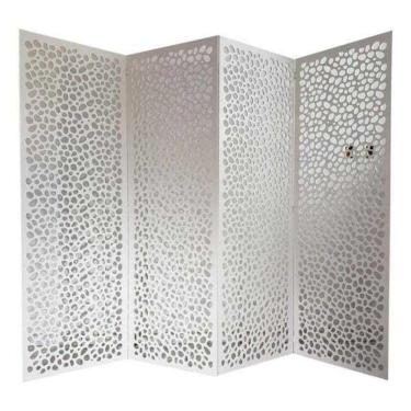 Imagem de Biombo 4 Folhas 172X180cm Mdf Modelo 22 Branco Vazado