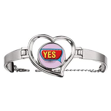 Imagem de N/A N/A Bracelete fashion Art Deco Bolha Diagrama Boom Yes Bracelete de arame para joias de coração, medium, metal