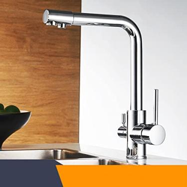 Imagem de Torneiras de cozinha de filtro torneira misturadora montada no convés 360 rotação com purificação de água características torneira misturadora guindaste para cozinha, cromo, china