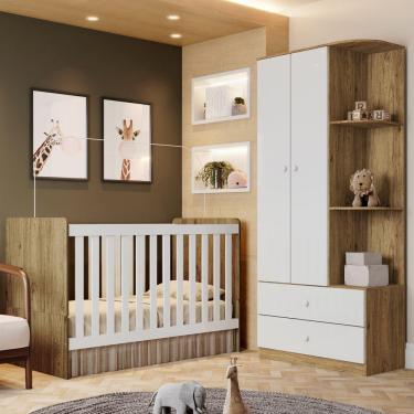 Imagem de Quarto De Bebê Completo Thaiany 2 Portas 2 Gavetas Rústico/branco - Bci Móveis