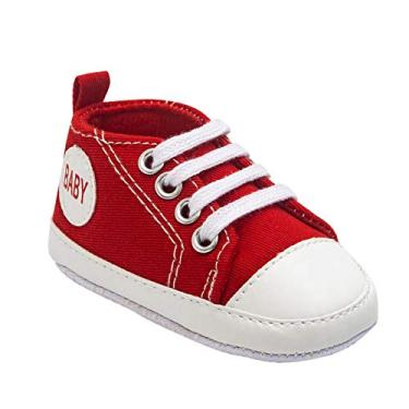 Imagem de Sapatos macios para bebês para interior sola infantil de 0 a 1 ano, 9 cores disponíveis, tênis para bebês de 4 anos (vermelho, 3 a 6 meses)