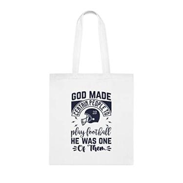 Imagem de Sacola God Made Certain People To Play Futebol americano, presente divertido, bolsa de ombro, bolsas reutilizáveis, cesta de Natal de aniversário, ideia de presente, Branco