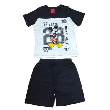 Imagem de Conjunto Mickey Disney Cativa Premium Tam 1 2 3 4 6 8 10 Camiseta Berm