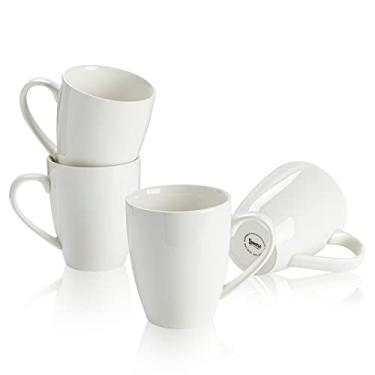 Imagem de Sweese Canecas de café de porcelana - 473 ml (de cima até a borda) para café, café com leite, chá, cacau, conjunto de 4, branco