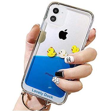 Imagem de UnnFiko Capa líquida compatível com iPhone 14 Pro Max, 3D Cool Quicksand Flutuante Bling Glitter Sparkle Capa macia para meninas e mulheres (três patos, iPhone 14 Pro Max)