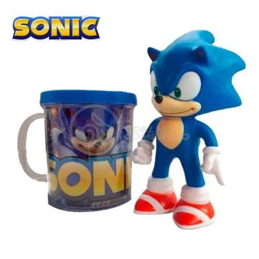 Imagem de Kit Boneco Colecion. Sonic Azul Sega 15Cm + Caneca