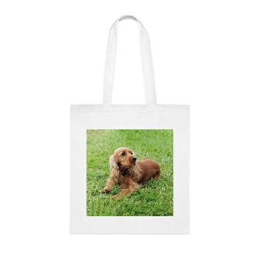 Imagem de Bolsa para cachorro Cocker Spaniel, presente para cachorro Cocker Spaniel, aniversário de cachorro Cocker Spaniel bolsa de ombro para cachorro Cocker Spaniel, bolsa reutilizável para cães Cocker Spaniel, Branco