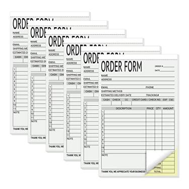 Imagem de suituts Pacote com 6 blocos de formulários de pedidos, livro de notas de 14 x 21 cm para pequenas empresas, livro de recibos sem carbono com 2 partes, 50 conjuntos cada livro