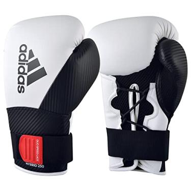 Imagem de adidas Hybrid 250 Elite Boxing Training Gloves - for Boxing, Kickboxing, MMA, Bag, Training & Fitness - Boxing Gloves for Men, Women & Kids - Weight 8, 10, 12, 14, 16 Oz (8oz, White/Black)
