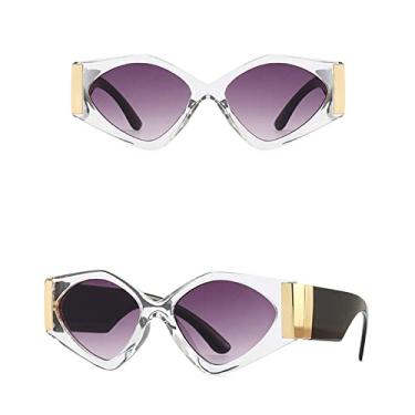 Imagem de Óculos de Sol Feminino Armação Geométrica Retro Luxo Grande Armação Quadrada Irregular Óculos de Sol Feminino Vermelho Oculos De Sol, C2 cinza cinza, UV400