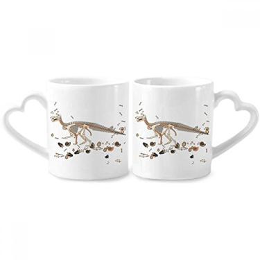 Imagem de Conjunto de canecas de porcelana para casais, ossos de dinossauro, conjunto de canecas de cerâmica para amantes, coração