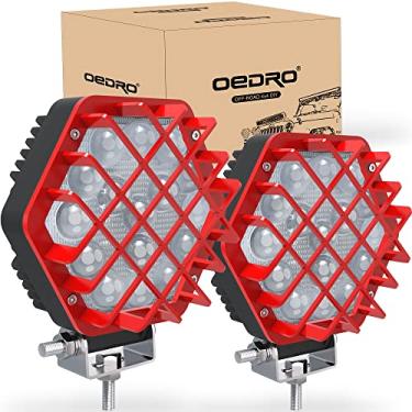 Imagem de oEdRo Lâmpadas de LED 15 cm 48 W 4800LM, luzes de condução off-road para-choques de neblina luz de teto adequado para barco, jipe, SUV, caminhão, caçadores, motocicleta (capa vermelha)