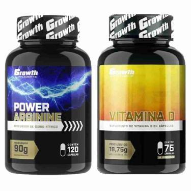Imagem de Kit Arginina 120 Caps + Vitamina D 75 Caps Growth Supplements
