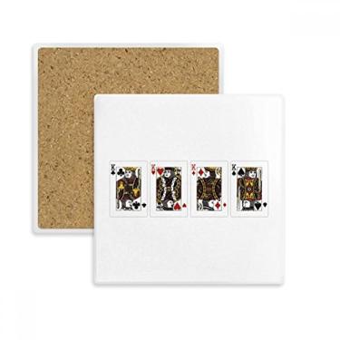 Imagem de Porta-copos quadrado com padrão de coração Spade Diamond Club K tapete para caneca subplaca suporte isolante pedra