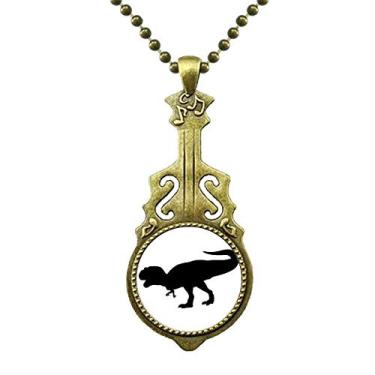 Imagem de DIYthinker Dinosaur Bones Colar feroz miniatura joia de guitarra antiga pingente de música