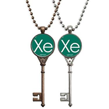 Imagem de OFFbb-USA Mesa de menstruação de elementos de química com gás raro Xenon Xe chaveiro pingente de decoração de casal