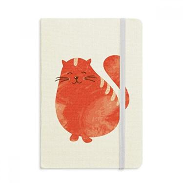 Imagem de Caderno de aquarela com estampa de gato gordo sorridente em tecido oficial capa dura diário clássico