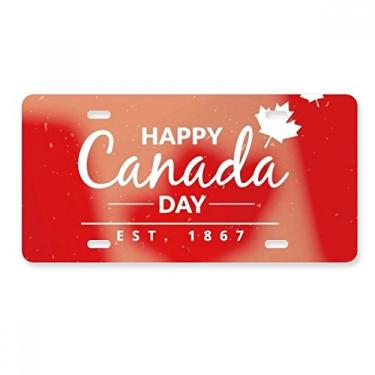 Imagem de Placa de licença Maple Leaf Happy Canada Day 4 de julho, slogan de aço inoxidável para decoração