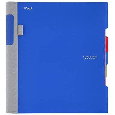 Imagem de Five Star Cadernos espirais avançados, 3 matérias, papel pautado universitário, 28 cm x 21 cm, 150 folhas, com protetor espiral e divisórias móveis, azul (73138)