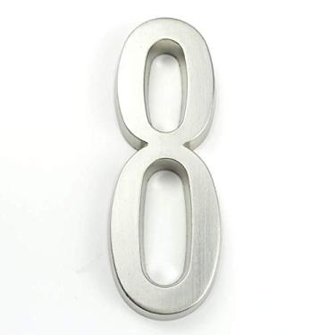 Imagem de Números e letras das casas Adesivo 4"101 mm de altura Número da casa Número da porta Dígitos do número da porta Liga de zinco Cetim Níquel Sinal de endereço da caixa de correio