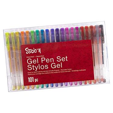 Imagem de Pacote com 100 canetas de gel Craft County – Canetas coloridas de cor neon, glitter, pastel e metálicas – diários, desenhos, álbuns e rabiscos – Marcadores de arte – Colorir para todas as idades – Materiais escolares