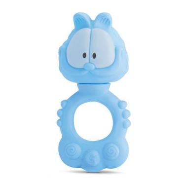 Imagem de Mordedor Chocalho Para Bebê Garfield Azul Borracha Atóxica - Bee Toys