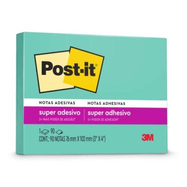 Imagem de Post-it, 3M, Bloco de Notas Super Adesivas, Aqua Splash, 76mm x 102mm, 90 folhas