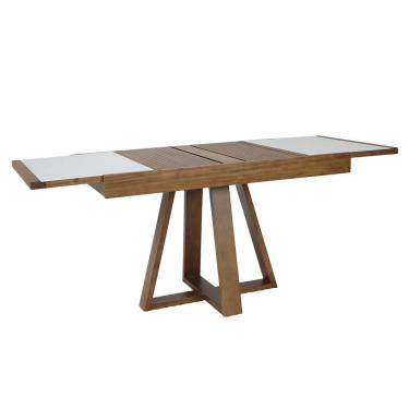 Imagem de Mesa de Jantar Extensível 178x78cm Tampo Vidro Atena Nacional Móveis Pinhão