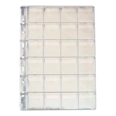 Imagem de 10 Folha Plastico Moedas 24 Divisões Furo Universal Com Aba