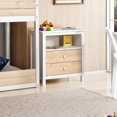 Imagem de Cômoda Infantil Club House Wood com 2 Gavetas e 1 Nicho Casatema Branco/Marroml