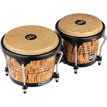 Imagem de Meinl Percussion Bongos com búfalo de madeira de borracha, acabamento de leopardo Burl - NÃO feito na China, sistema de suspensão gratuito e cabeças de pele natural, garantia de 2 anos (FWB190LB)