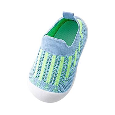 Imagem de Macaquinho para bebês meninas de malha sem cadarço sapatos sola macia antiderrapante desgaste sapatos de chão infantil botas meninas gato e, Azul, 12-15 Months Infant