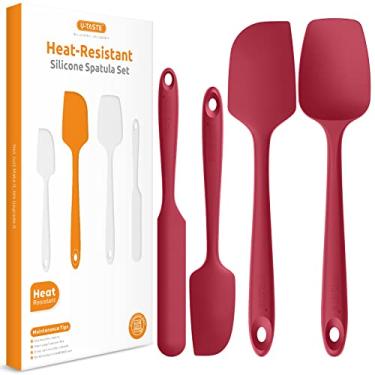 Imagem de Conjunto de espátula de silicone resistente ao calor: U-Taste Utensílio de grau alimentício de alta temperatura de alta temperatura sem costura, silicone de borracha flexível, mistura, cozinha,