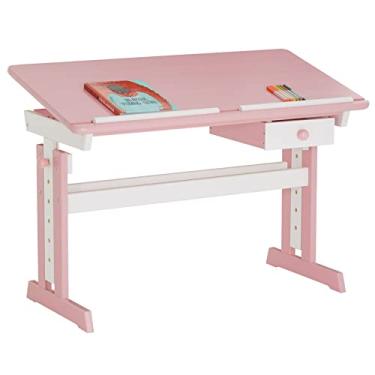 Imagem de IDIMEX Mesa Desenho Infantil Menina Madeira Regulável Flexi Branco Rosa