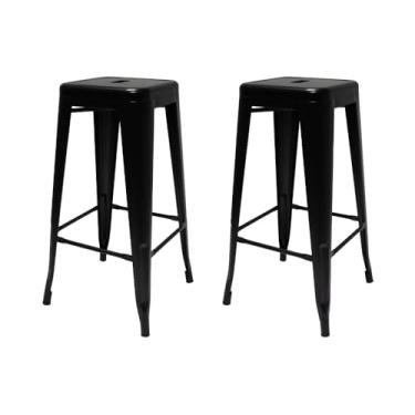 Imagem de Kit 2 Banqueta Alta Para Bar Balcão Bistro Restaurante Cozinha Tolix Iron Industrial Preta