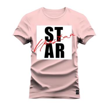 Imagem de Camiseta Shirt Premium 30.1 Algodão Estampada Star Script Rosa G