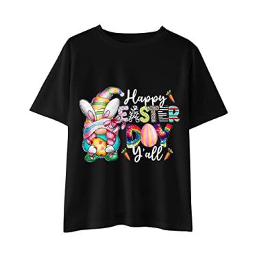 Imagem de Camisetas com estampa de letras do dia de Páscoa para meninos e meninas de manga curta para crianças e meninas presente para bebês meninos, Azul escuro, 3-4 Anos