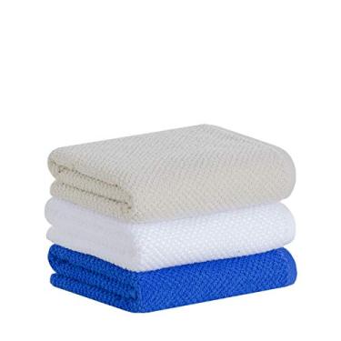 Imagem de Jogo de Toalhas Buddemeyer Gourmet Quadriculado Pano de Copa Branco/Azul/Bege 3 peças