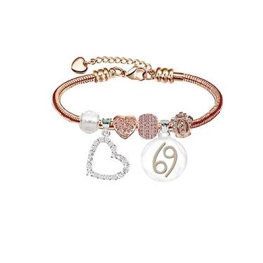 Imagem de Pulseira personalizada do zodíaco presentes para meninas banhado a ouro rosa 14K joia Pandora, Cristal, Zircônia cúbica