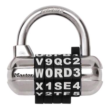Imagem de Master Lock Cadeado, Set Your Own WORD Cadeado de combinação, 6,35 cm de largura, preto, 1534DBLK