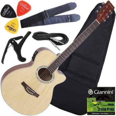 Imagem de Kit Violão Folk Aço Eletroacústico Gsf1R N Giannini Completo