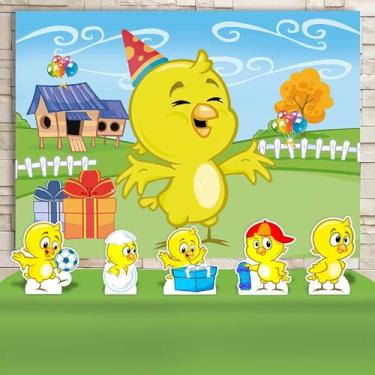 Imagem de Kit Decoração Festa de Aniversário Infantil Painel + Displays Pintinho Amarelinho