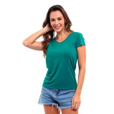 Imagem de Camiseta T-Shirt Feminina Gola V em Viscose Dry (EGG, Verde Amazonia)