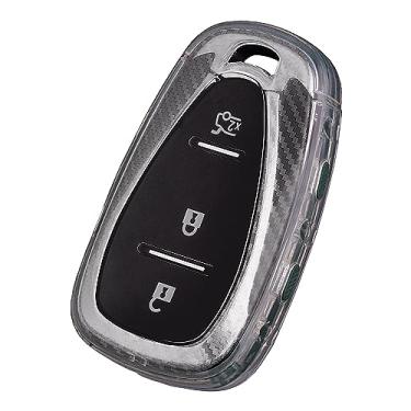 Imagem de TANGSEN Capa para chaveiro, capa de TPU compatível com Chevy Blazer Camaro Cruze Equinox Malibu Sonic Traverse TRAX textura de fibra de carbono transparente 3, 4, 5 botões, capa protetora para chave