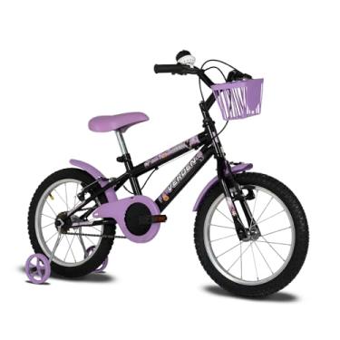 Imagem de Verden Bicicleta Infantil Danny Preta/Lilas - Aro 16 com Rodinhas Laterais e Cestinha