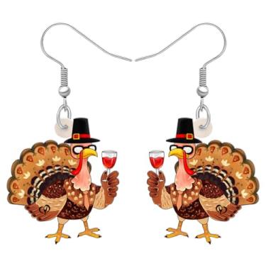 Imagem de DALANE Brincos de peru de abóbora de acrílico com pingente de galinha e animais de fazenda, presentes para mulheres, meninas, crianças, decoração, Medium, Acrílico, Sem pedra preciosa