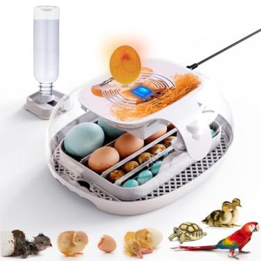 Imagem de Incubadora de ovos com visor de umidade: Candler LED, virador automático, visão clara de 360°, adição automática de água para incubação de galinha, codorna, ovos de pato - 16-35