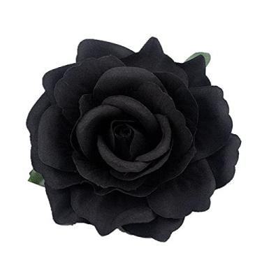 Imagem de Grampos de flores de cabelo broche boutique acessórios de cabelo Bohemia grampos de cabelo para mulheres meninas (preto)
